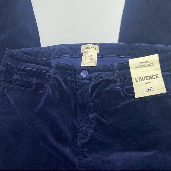 L’agence Monique High Rise Skinny Jeans 34 Velvet Dark Blue Navy NEW with tags - Picture 2 of 12